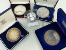 ASSORTED SILVER MEDALS comprising The Drake Silver Medal Map in box, Tercentenary of the birth of