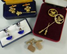 ASSORTED JEWELLERY & WATCHES comprising pair of 9ct gold gent's cufflinks in box, gent's chrome