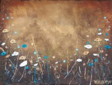 HAYLEY HUCKSON acrylic on wrapped canvas Entitles 'Autumn Wildflowers' 16 inches x 12 inches