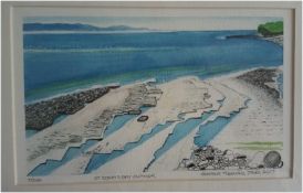 H TREHARNE JONES ltd edition print 7/200 signed by artist Entitled 'St Donat's Bay, Summer', pen,