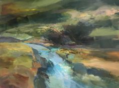 KAREN PEARCE acrylic on canvas Entitled 'Flooded Ystwydd' 70cm x 55cm