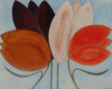 VIVIENNE WILLIAMS acrylic on paper Entitled 'Tulips' 70cm x 70cm framed in black