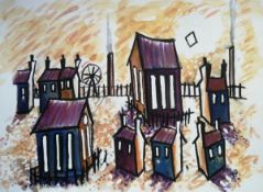 KARL DAVIES watercolour Entitled 'Rhondda View' 10 inches x 8 inches framed in black