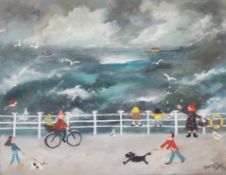 THERESE JAMES framed acrylic on boxed canvas Entitled 'A happy day blowing the cobwebs away' 14