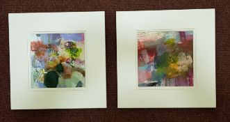 PHILIPA SIBERT mixed media. A pair Entitled 'Full Summer' each 33cm x 33cm framed in white