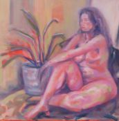 PRITH BRIANT oil on board Entitled 'Nude' 63cm x 63cm framed