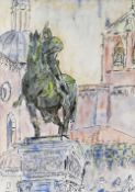 BIM GIARDELLI watercolour and ink - Venetian statue of Bartolomeo Colleoni, signed, 28 x 20cms