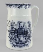 A LLANELLY POTTERY NAMED JUG WITH TRANSFER TO COMMEMORATE GIUSEPPE GARIBALDI inscribed in black 'A