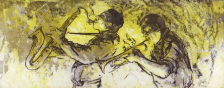 VALERIE GANZ limited edition (16/150) colour print - jazz musicians, entitled 'Louis and Leroy',