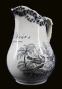 A SWANSEA POTTERY NAMED JUG FOR D DAVIES SWANSEA of bellied form and moulded handle in rare black