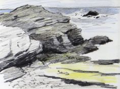 DONALD McINTYRE mixed media - preliminary drawing with annotations, entitled verso on Ffin-y-Parc