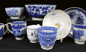 A GROUP OF VARIOUS EARLY SWANSEA CAMBRIAN / GLAMORGAN POTTERY TEAWARE comprising matching cup,