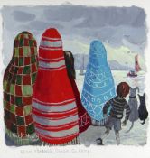 NICK HOLLY oil on card - titled in margin 'Irish Shawls, Dingle Co.Kerry', signed, 34 x 32cms