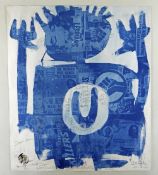 NEALE HOWELLS handmade cyanotype print with homemade negatives and pencil - entitled 'New Variant