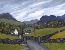 DAVID BARNES oil on board - 'The Road into the Mountains', signed verso, 39 x 49cms Provenance:
