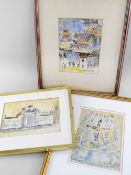 ARTHUR GIARDELLI three small watercolours - view of Karlsplatz, Vienna, dated 1984, monogrammed,
