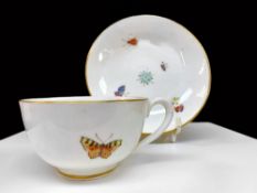 A NANTGARW PORCELAIN CUP & SAUCER DECORATED BY THOMAS PARDOE both elements painted with