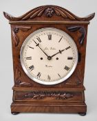 WILLIAM IV WALNUT & BRASS STRUNG BRACKET CLOCK, circular painted roman dial inscribed 'John
