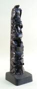 ARTHUR MOODY (1887-1967) haida argillite - Totem pole, carved with a sea eagle with fish, bear