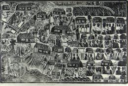 JOHN NDEVASIA MUAFANGEJO (Namibian, 1943-1987) limited edition (55/100) linocut on Japan paper -