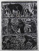JOHN NDEVASIA MUAFANGEJO (Namibian, 1943-1987) limited edition (135/150) linocut on Japan paper -