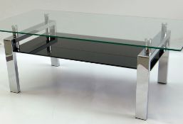CONTEMPORARY CHROME & GLASS COFFEE TABLE, 120 x 60cms