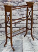 EDWARDIAN MAHOGANY & SATINWOOD CROSSBANDED TOWEL RAIL, 73cms wide