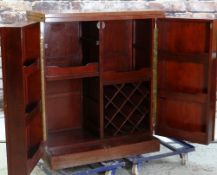 CHINESE HARDWOOD COCKTAIL CABINET, folding top and doors with fitted interior, 182 x 48 x 110cms(