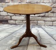 GEORGE III MAHOGANY TRIPOD TABLE, circular tilt-top on gun barrel column, splayed feet, 80cms