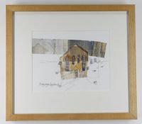 DICK EVANS mixed media - Rhydgwiyhin Chapel, signed initials, 19 x 24.5cms Condition Report: appears