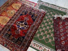 ASSORTED ORIENTAL RUGS, including small Caucasian medallion rug with multiple borders, 161 x 102cms;