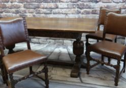 MATCHED ELIZABETHAN-STYLE CARVED OK DINING SUITE, comprising refectory table 183 x 83cms, six