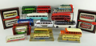 ASSORTED DIECAST BUSES, including 6x large 1:43 retro model buses, 3x Solido 1:50 model