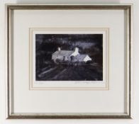 JOHN KNAPP-FISHER limited edition (66/500) print - whitewashed cottages at night, signed in