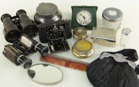 ASSORTED SILVER & OTHER COLLECTABLES comprising dressing table jars, silver comb, vintage purse,