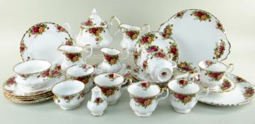 ROYAL ALBERT 'OLD COUNTRY ROSES' SIX-PLACE TEA SERVICE, comprising teapot, 3 milk jugs, 2 sugar