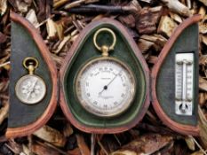 RARE CASED NEGRETTI & ZAMBRA TRAVEL SET, the easel pear shaped case opening to reveal three sections