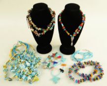 COLLECTION OF NATIVE AMERICAN PUEBLO JEWELLERY, including hardstone, dyed shell, sterling silver,