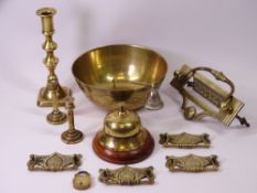 BRASSWARE - a brass fittings, letter box, reception type bell ETC