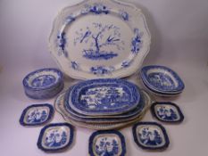 ORIENTAL BIRDS OPAQUE CHINA 'J W R' BLUE & WHITE PLATTER, 56cms L, Blue & White dresser ware