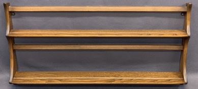 ERCOL MEDIUM ELM WALL RACK with original label, 49.5cms H, 96.5cms W
