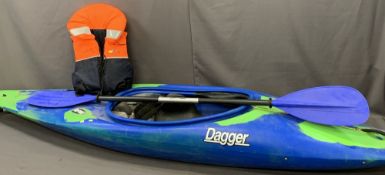 RPM DAGGER SINGLE PERSON CANOE WITH OAR & LIFE JACKET, 272cms L, 58cms W