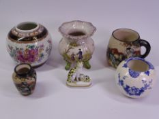 VEUVE PERRIN STYLE FOOTED BOWL, two pottery pieces by Ciboure, Richard Le Corrone, Samson cat and