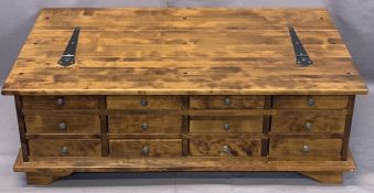 LAURA ASHLEY ANTIQUE EFFECT LIDDED COFFEE TABLE, the back having a full bank of twelve opening