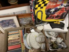 SCALEXTRIC PART MONACO SET, vintage Welsh books, Picquot ware, Eggshell teaware, prints - a mixed
