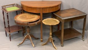 VINTAGE & LATER FURNITURE PARCEL, FIVE PIECES to include a mahogany half-moon hall table, 78cms H,