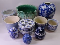 CHINESE & OTHER GINGER JARS, planters ETC
