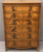 QUALITY REPRODUCTION MAHOGANY 6 DRAWER CHEST, GT Rackstraw Ltd Worcester label, 121cms H, 86cms W,