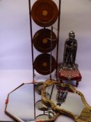 MIXED HOUSEHOLD GOODS to include an inlaid mahogany three-tier folding cake stand with Sheraton