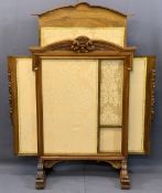 EMPIRE STYLE WALNUT ADJUSTABLE FIRESCREEN having carved leaf and fruit detail under a shaped top and